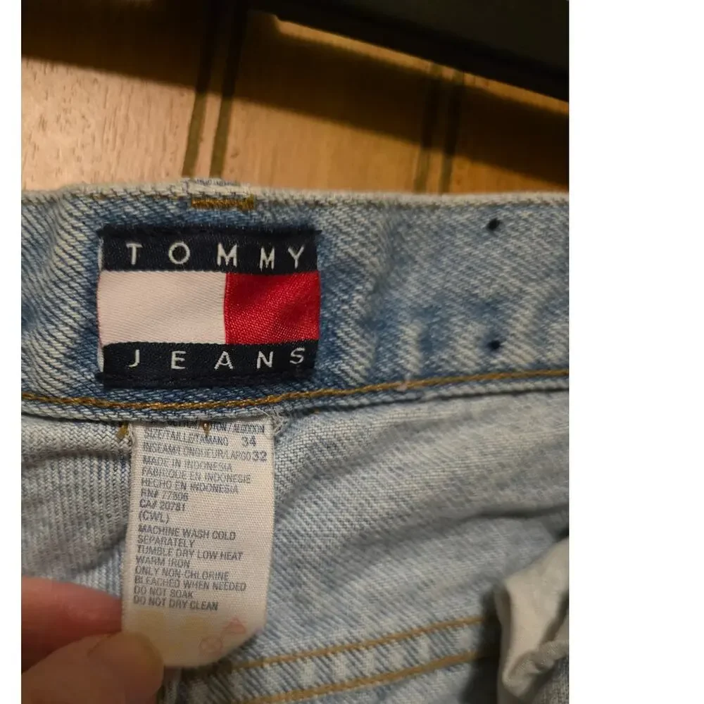 Tommy Hilfiger Jeans Men 34x32‎ Blue Classic Fit Logo Straight Leg Cotton